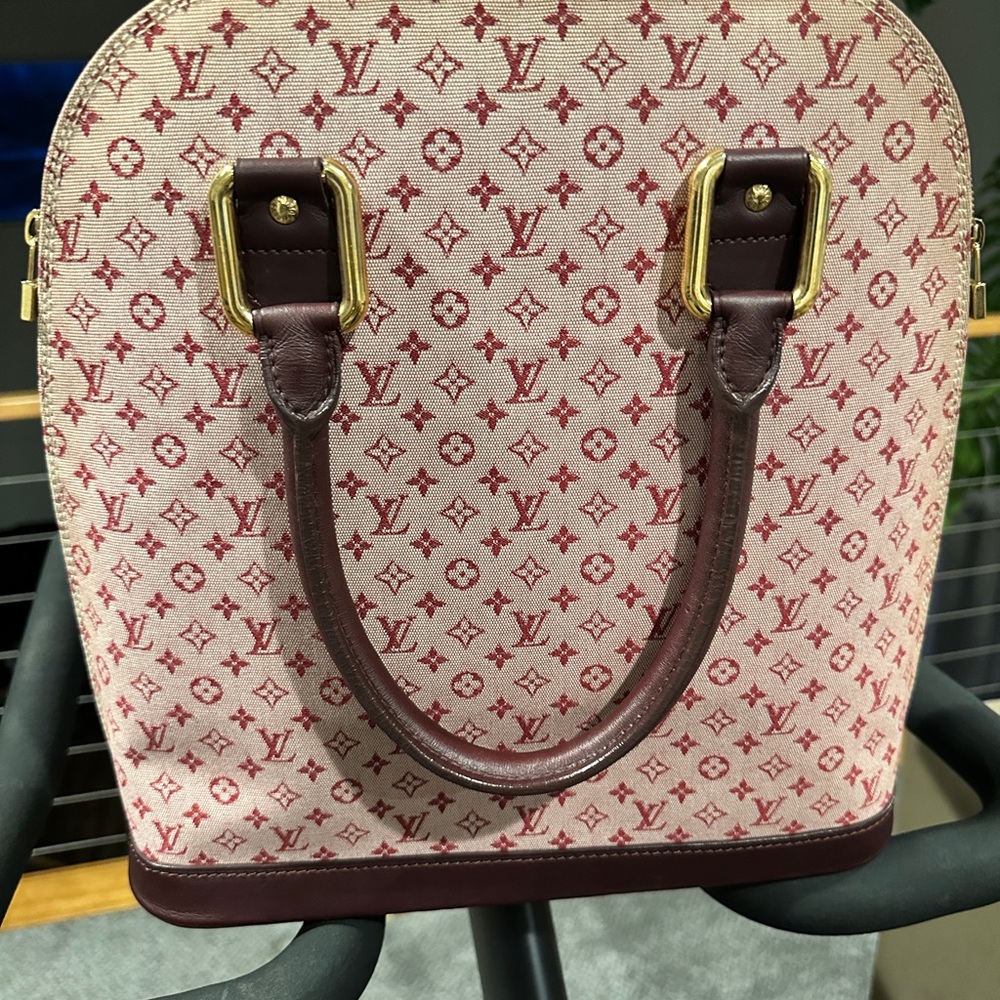 Louis Vuitton Red and Brown Satchel with Signature Pattern Alma - Picture 6 of 13